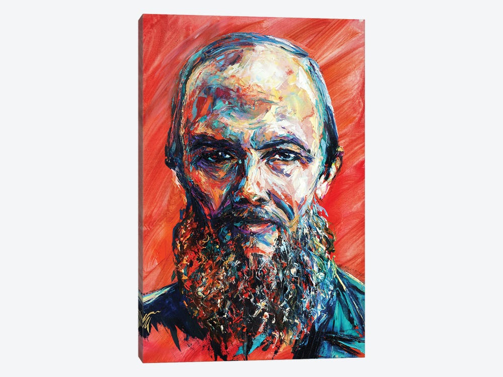 Fyodor Dostoyevsky Portrait Mini Painting American Writer Original Art