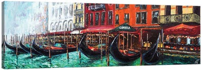 Venice Grand Canal. View At The Hotel Marconi Canvas Art Print - Veneto Art