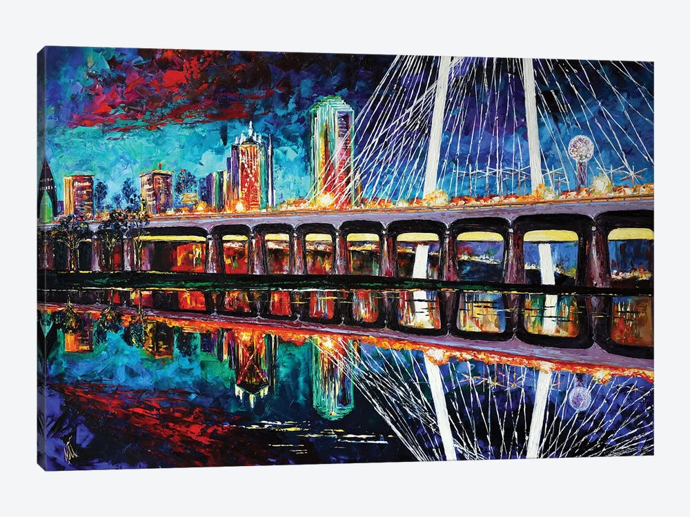 Dallas. Margaret Hunt Hill Bridge by Natasha Mylius 1-piece Canvas Wall Art