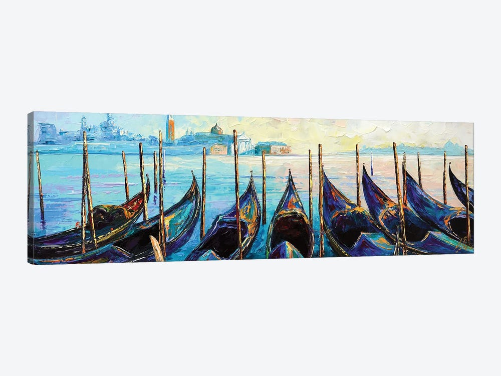 Gondolas At Giardini Ex Reali. Venice by Natasha Mylius 1-piece Canvas Print