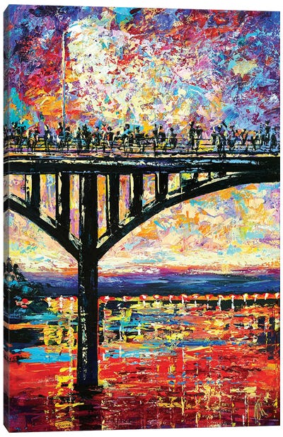 Congress Avenue Bridge Canvas Art Print - Current Day Impressionism Art