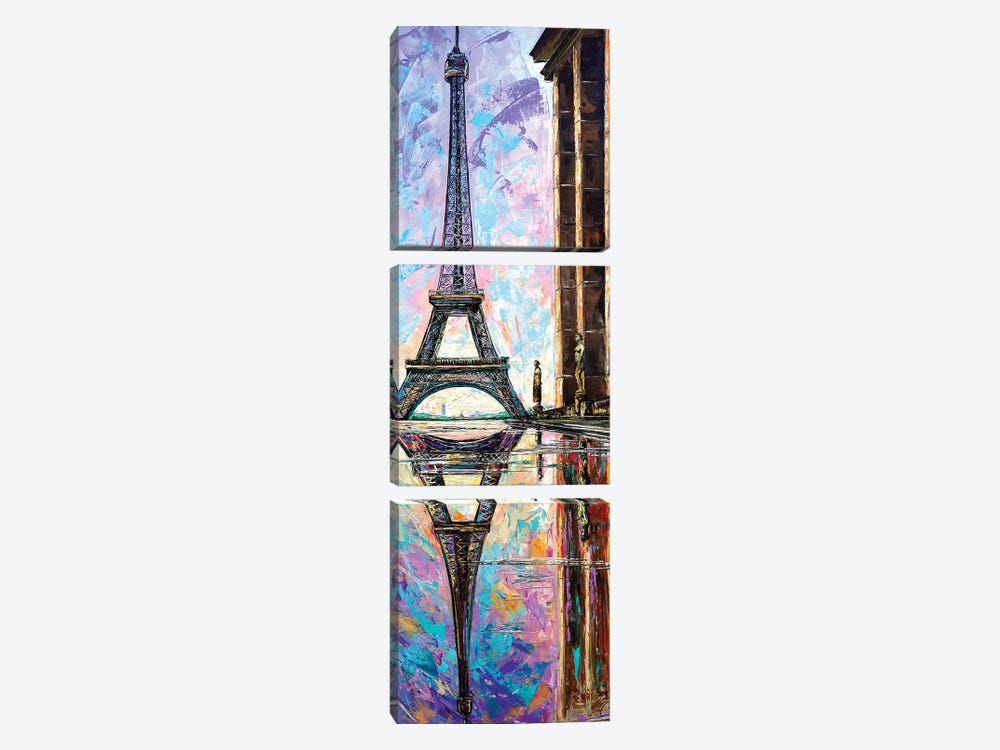 Eiffel Tower View From Trocadero by Natasha Mylius 3-piece Canvas Wall Art