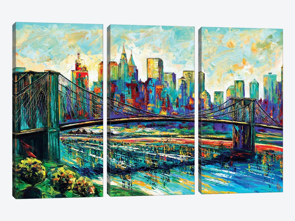 NYC Skyline by Natasha Mylius 3-piece Canvas Art