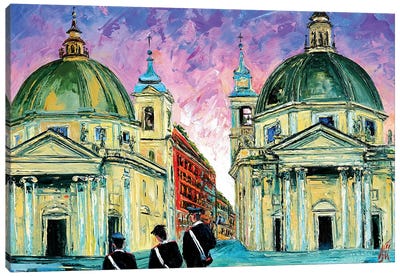 Piazza del Popolo Canvas Art Print - Lazio Art
