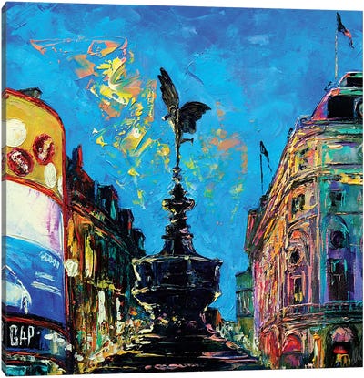 Piccadilly Circus Canvas Art Print - Fountain Art