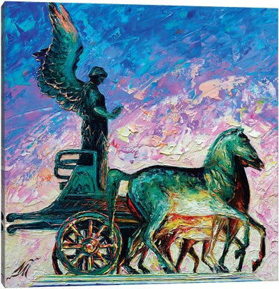 Quadriga della Vittoria At Vittoriano Canvas Art Print - Carriage & Wagon Art