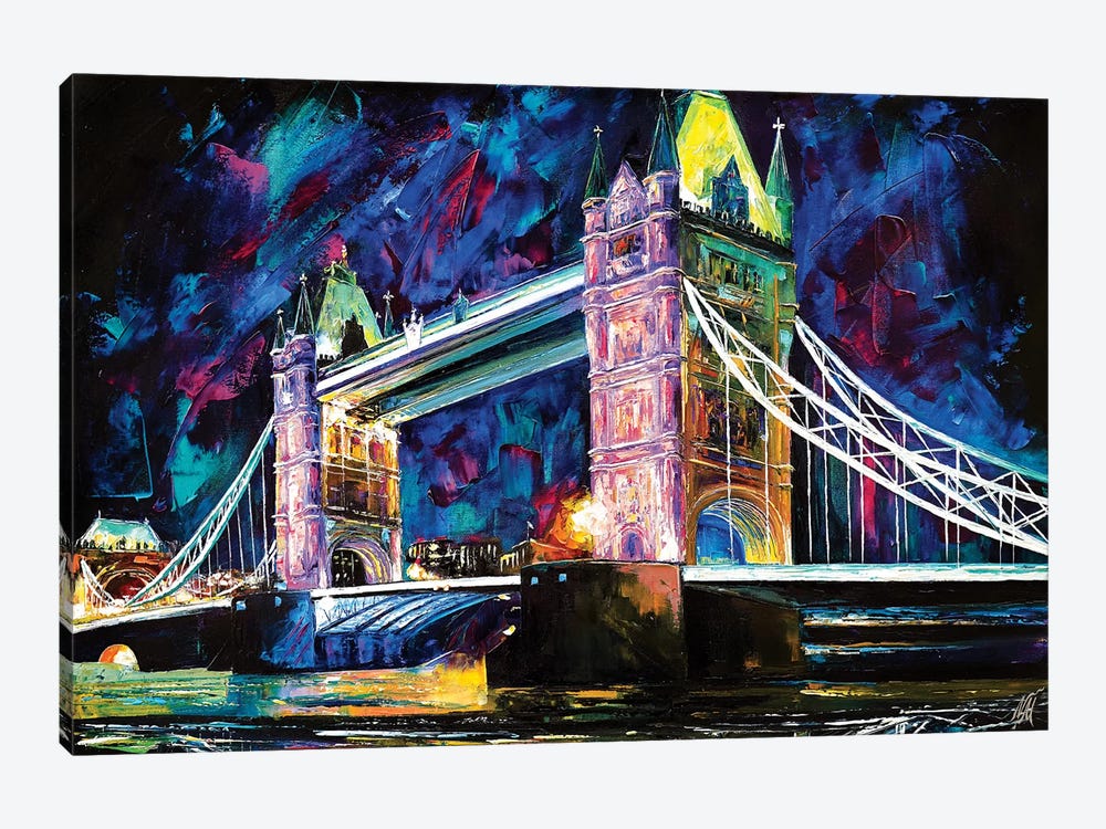 Tower Bridge At Night by Natasha Mylius 1-piece Canvas Art Print