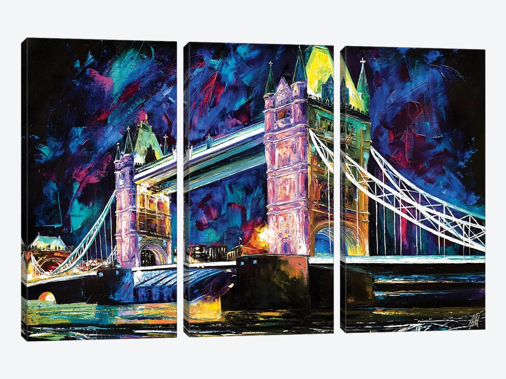 Tower Bridge At Night by Natasha Mylius 3-piece Art Print