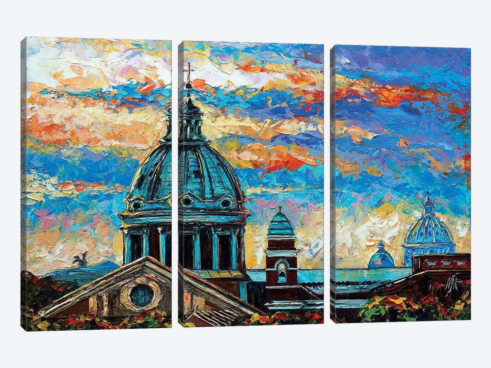 View From Borghese Gardens by Natasha Mylius 3-piece Canvas Wall Art