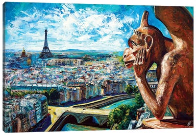 View From Notre Dame Canvas Art Print - Sculpture & Statue Art