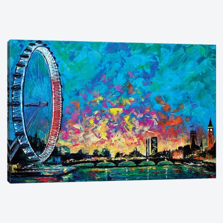 View With London Eye Canvas Print #NMY68} by Natasha Mylius Canvas Art