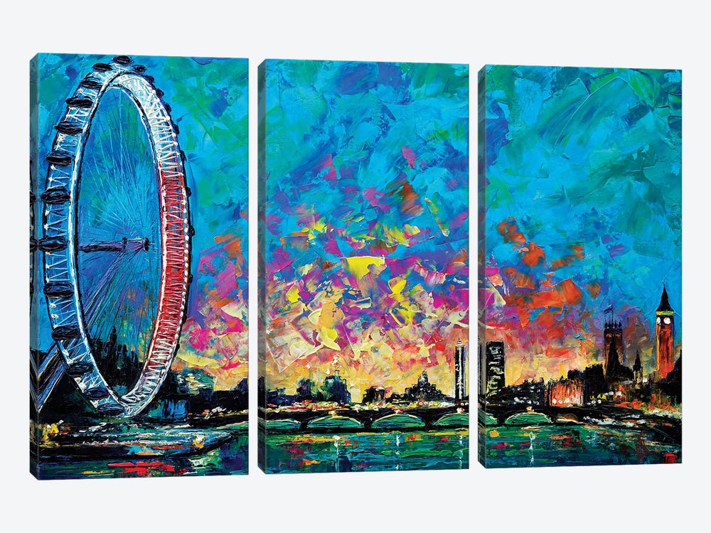 View With London Eye by Natasha Mylius 3-piece Canvas Print