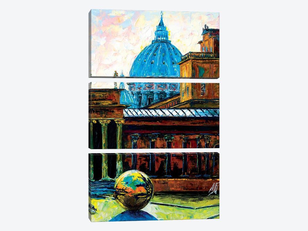 Sphere Within A Sphere At The Pigna Rome by Natasha Mylius 3-piece Canvas Art Print