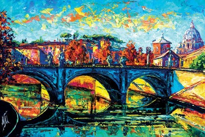 Vittorio Emanuele II Bridge, Rome by Natasha Mylius framed canvas print