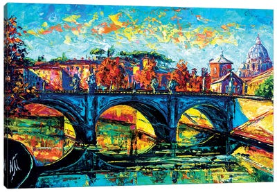 Vittorio Emanuele II Bridge, Rome Canvas Art Print - Lazio Art