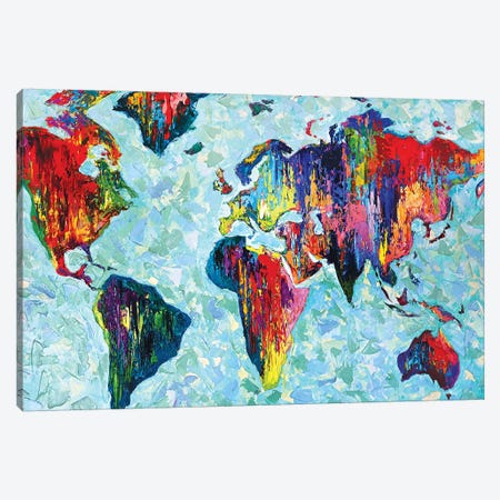 World Map Canvas Print #NMY89} by Natasha Mylius Canvas Art