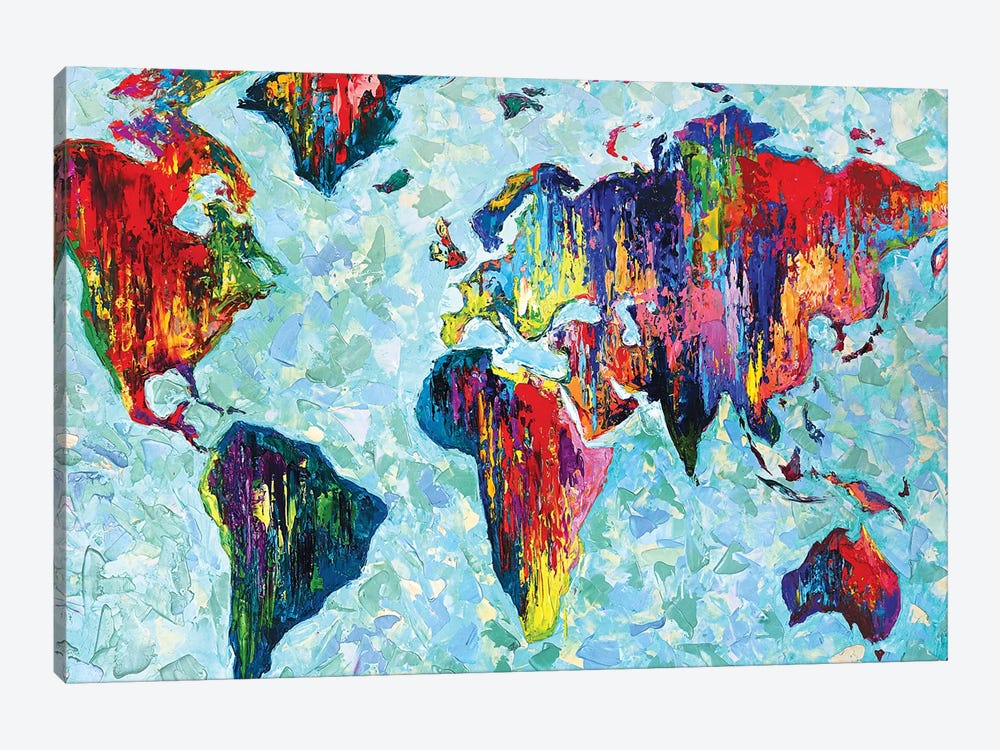 World Map by Natasha Mylius 1-piece Canvas Art