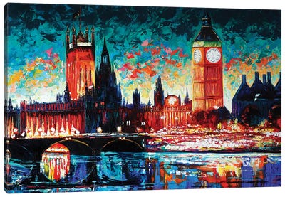 Big Ben And Houses Of Parliament Canvas Art Print - Intense Impressionism