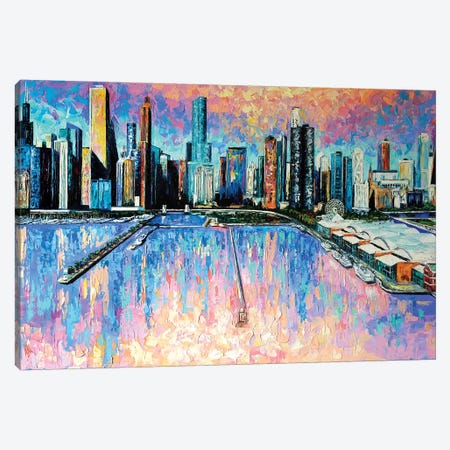 Chicago Skyline Canvas Print #NMY96} by Natasha Mylius Canvas Wall Art