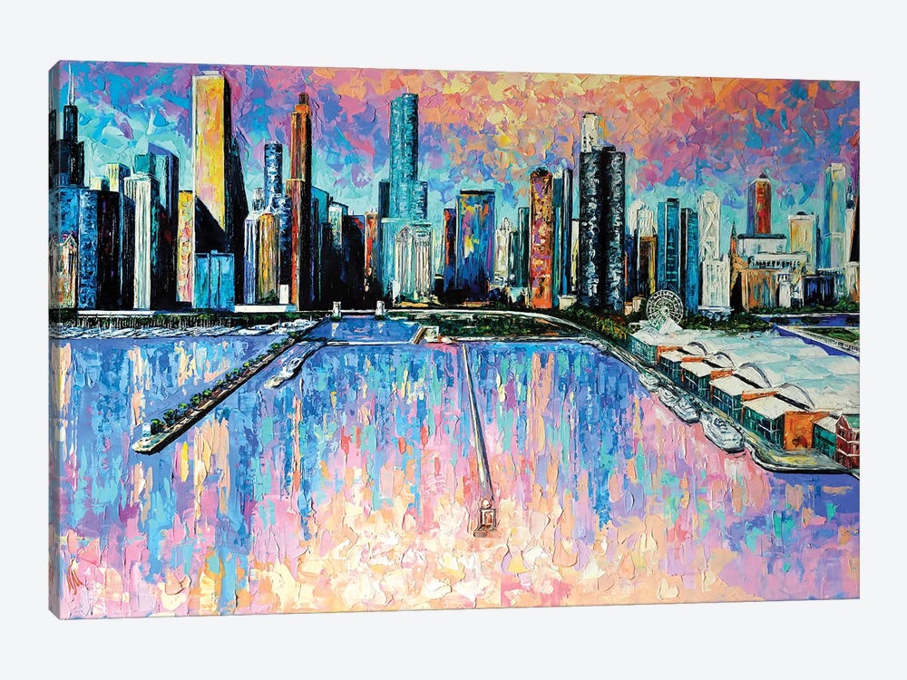 Chicago Skyline by Natasha Mylius 1-piece Canvas Artwork