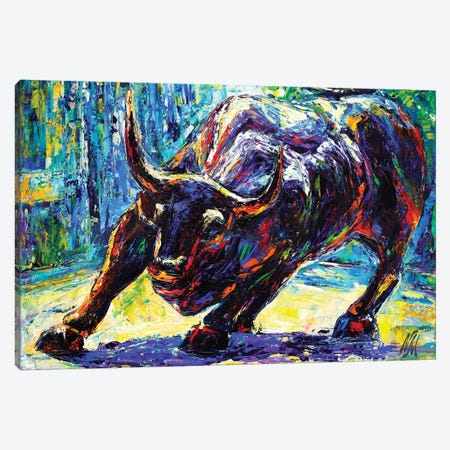 Charging Bull Canvas Print #NMY9} by Natasha Mylius Art Print