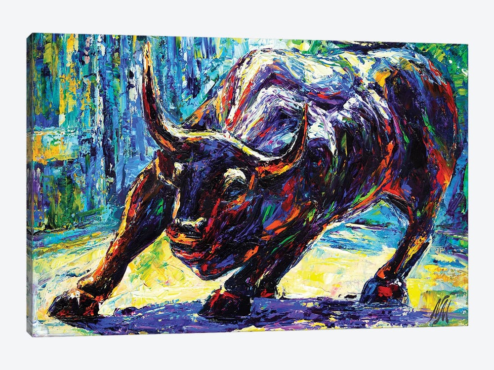 Charging Bull by Natasha Mylius 1-piece Canvas Print