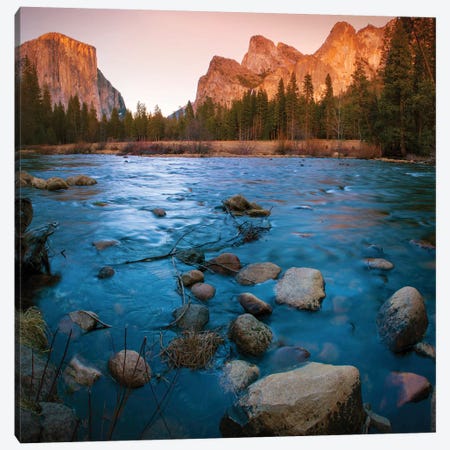 Yosemite Valley As Seen From The Bank Of The Merced River, Yosemite National Park, California, USA Canvas Print #NNA1} by Anna Miller Canvas Art Print