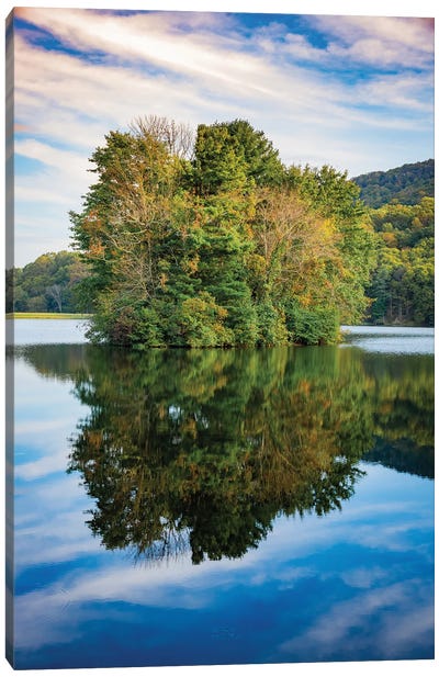 Lake Reflections, Peaks Of Otter, Blue Ridge Parkway, Smoky Mountains, USA. Canvas Art Print - Appalachian Mountain Art