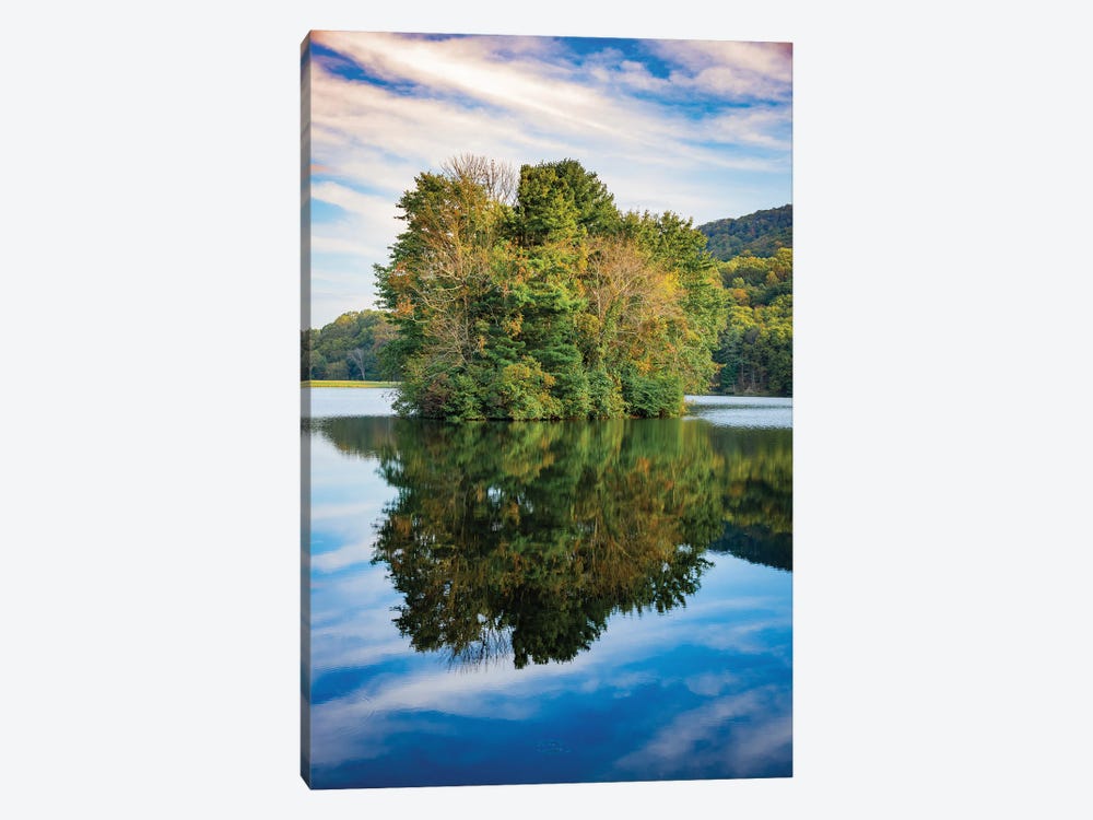 Lake Reflections, Peaks Of Otter, Blue Ridge Parkway, Smoky Mountains, USA. by Anna Miller 1-piece Canvas Print