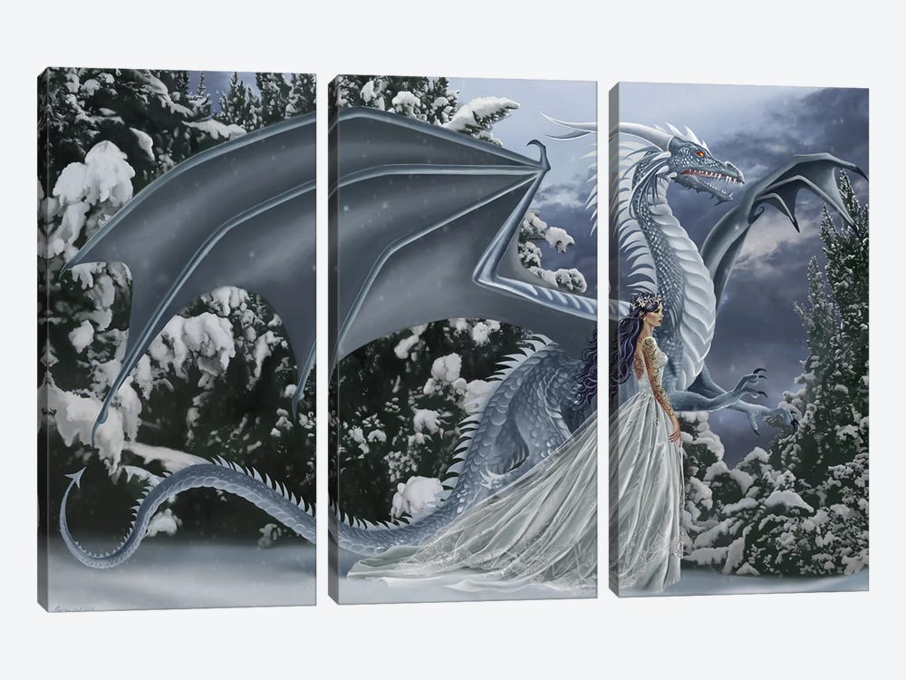 Ice Dragon by Nene Thomas 3-piece Canvas Wall Art