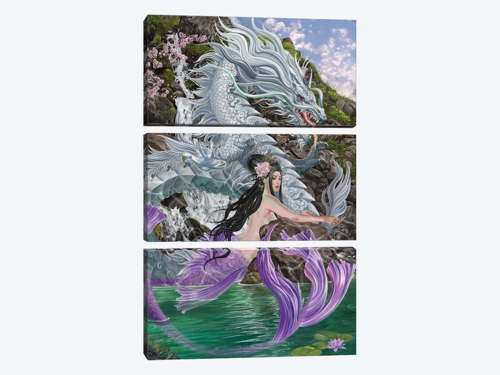 Waterfalls Of Jade by Nene Thomas 3-piece Canvas Art Print