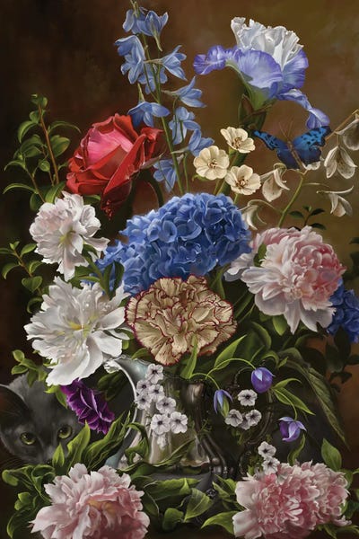 Peonies: Bouquet In Blue by Nene Thomas