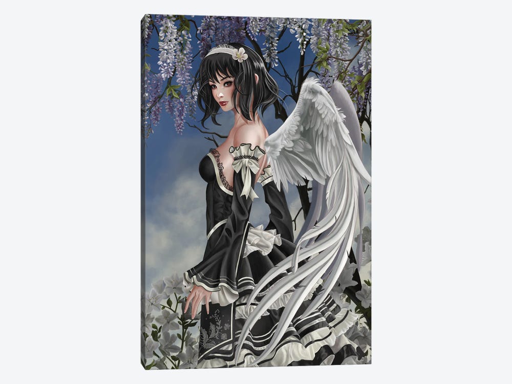 Angel And Flowers by Nene Thomas 1-piece Canvas Art