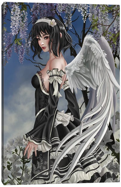 Angel And Flowers Canvas Art Print - Nene Thomas