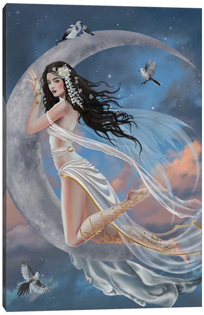 Moon Lullaby Canvas Art Print - Crescent Moon Art