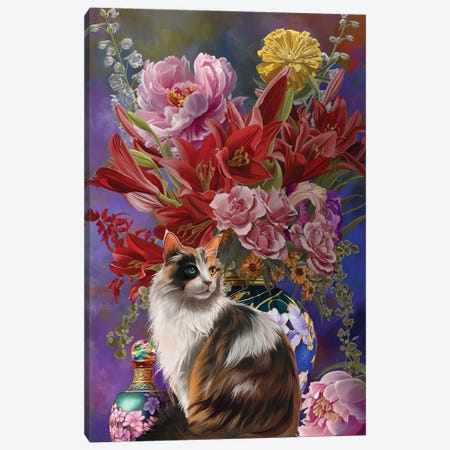 Cats And Flowers Four Chinoiserie Canvas Print #NNE97} by Nene Thomas Canvas Wall Art