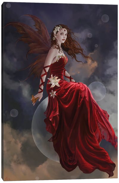 Crimson Lily Canvas Art Print - Night Sky Art