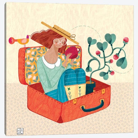 Adventures In A Suitcase Canvas Print #NNZ1} by Nasim Norouzi Canvas Print