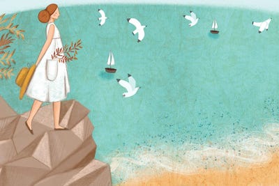 Whispering Shores I by Nasim Norouzi framed canvas print