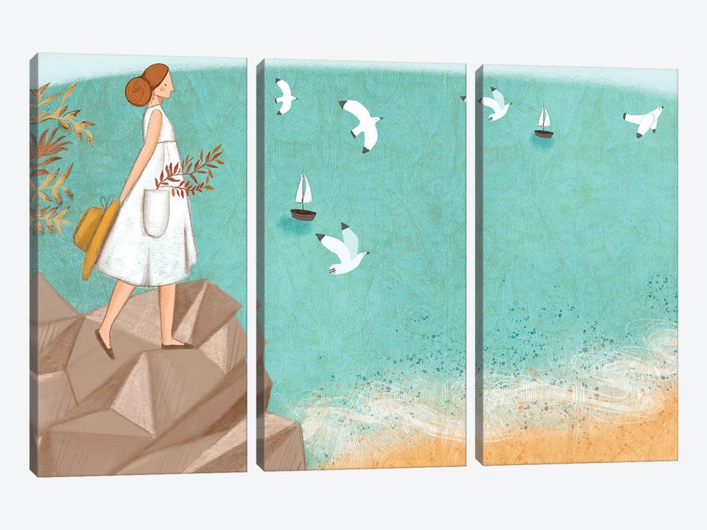 Whispering Shores I by Nasim Norouzi 3-piece Canvas Wall Art