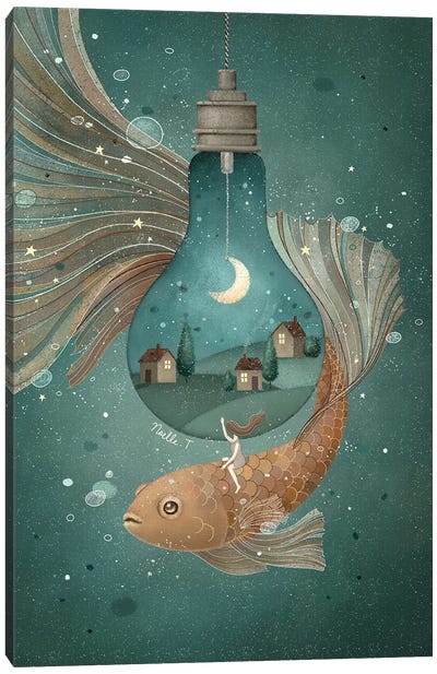 Moonlight Traveler Canvas Art Print - Fairytale Scenes