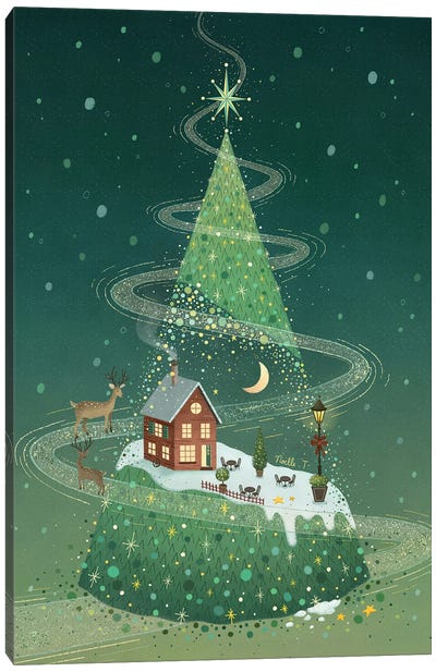 Night In A Christmas Tree Canvas Art Print - Dreams Art