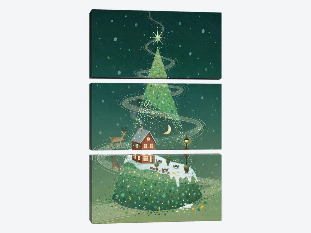 Night In A Christmas Tree by Noelle. T 3-piece Canvas Print
