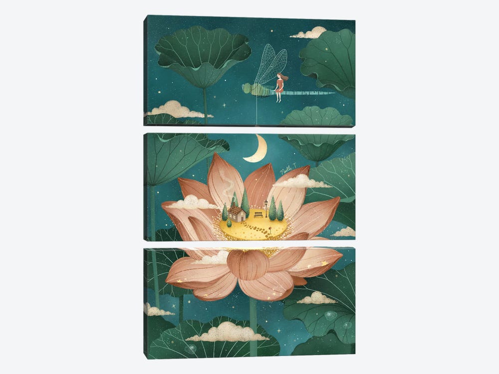 Tale Of A Lotus by Noelle. T 3-piece Canvas Print