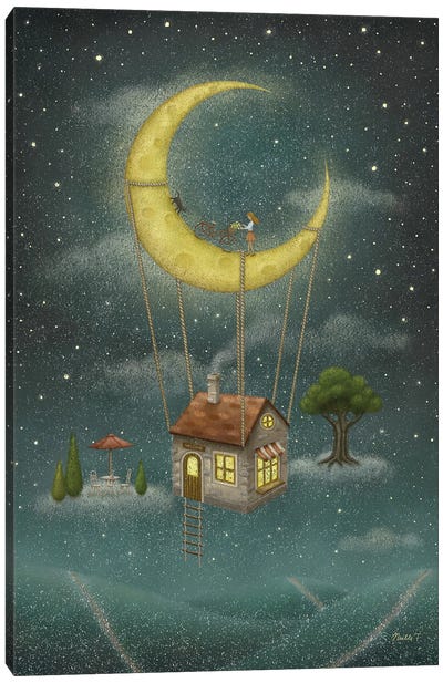 Travel With The Moon Canvas Art Print - Noelle. T