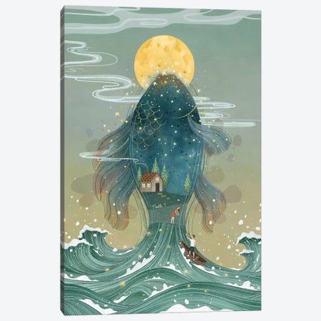Waves Under The Moon Canvas Print #NOE32} by Noelle. T Canvas Wall Art