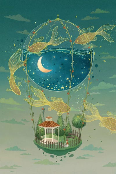 Hot Air Balloons: Moonlit Garden by Noelle. T