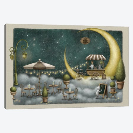 Cafe By The Moon Canvas Print #NOE8} by Noelle. T Canvas Artwork