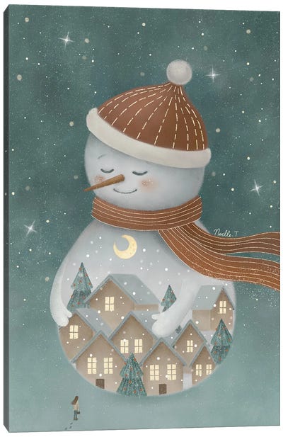 Christmas Snowman. Canvas Art Print