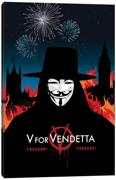V For Vendetta Movie Art Canvas Art Print - Thriller Movie Art